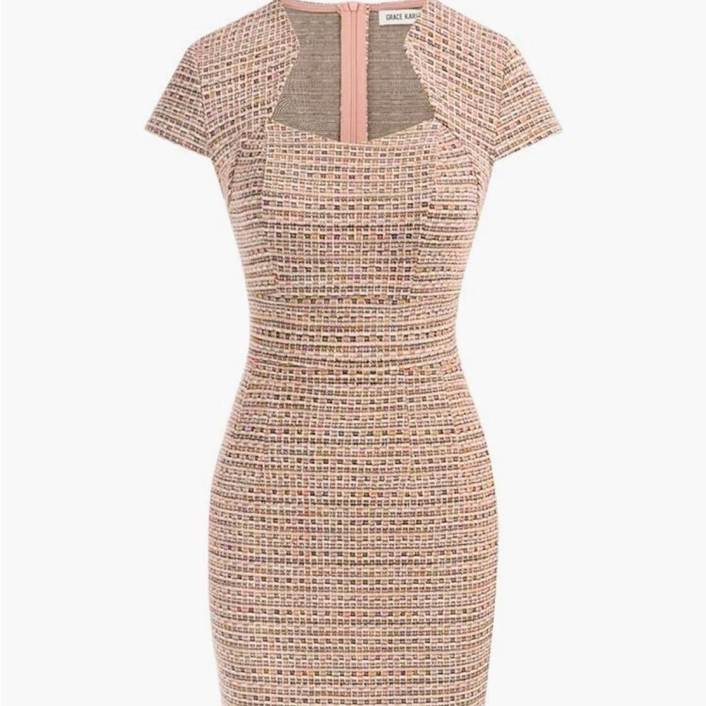 Women's Pencil Dress Cap Sleeve Tweed Pencil Dress